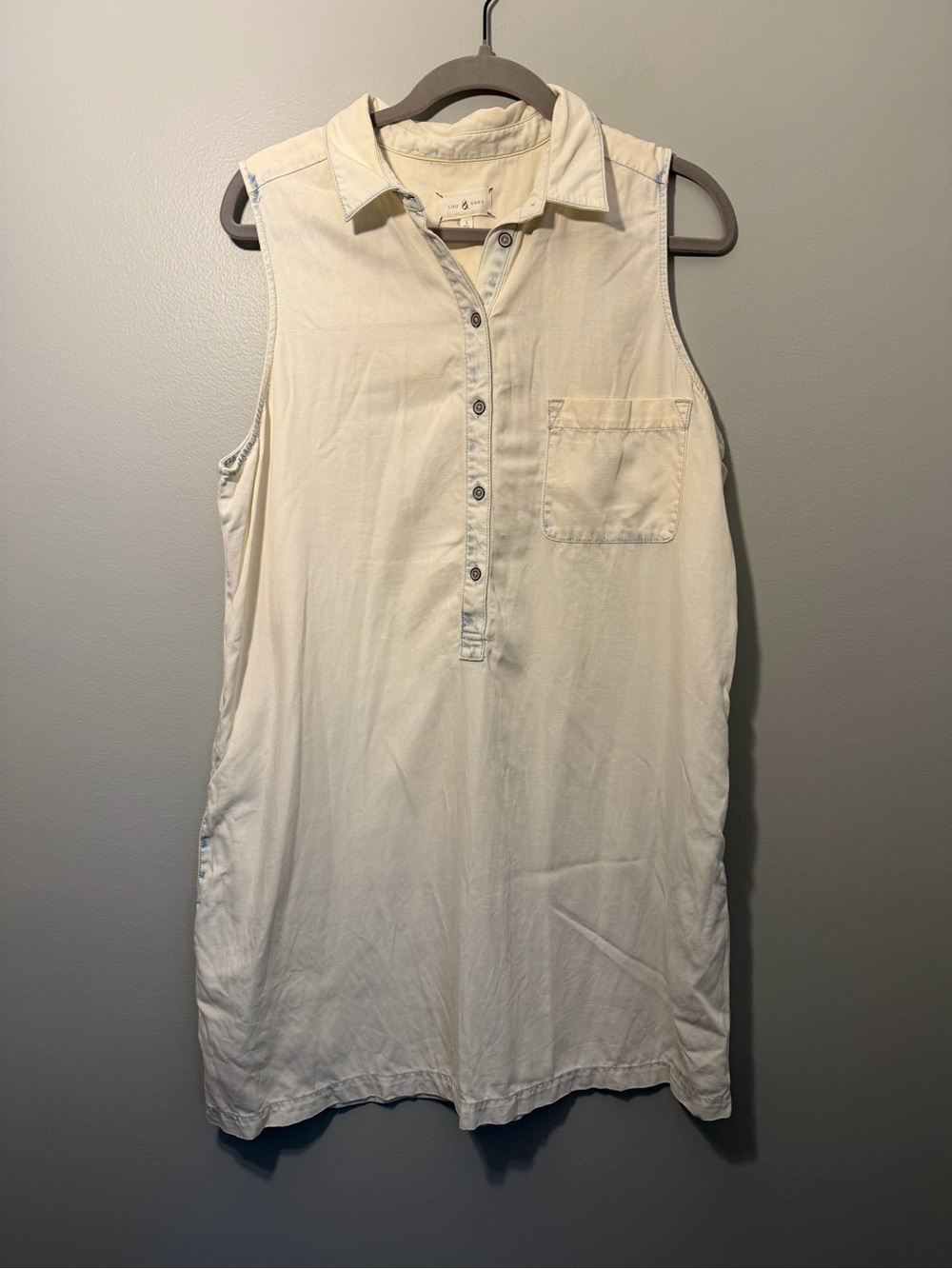 Lou & Grey Cream Collared Sleeveless Tank Dress